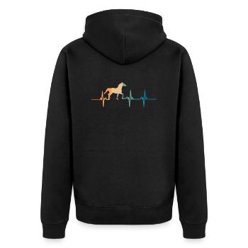 Herzschlag des Pferdes - Unisex Premium Bio Zip Hoodie - Schwarz - Hinten - Nico (187cm)