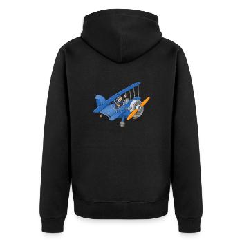 Un pilote joyeux dans un avion bleu. - Veste à capuche bio Premium Unisexe - noir - Dos - Nico (187cm)