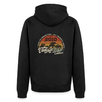 Vintage 2010 Geburtstag Retro 2010 - Unisex Premium Bio Zip Hoodie - Schwarz - Hinten - Nico (187cm)