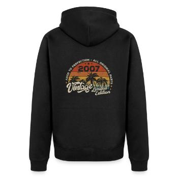 Vintage 2007 Geburtstag Retro 2007 - Unisex Premium Bio Zip Hoodie - Schwarz - Hinten - Nico (187cm)