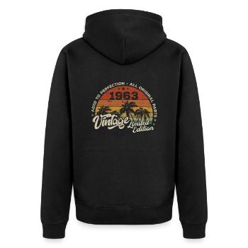 Vintage 1963 Birthday Retro 1963 - Unisex Premium Organic Zip Hoodie - black - Back - Nico (187cm)