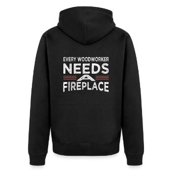 woodworking carpenter baby and toddler shirts - Unisex Premium Bio Zip Hoodie - Schwarz - Hinten - Nico (187cm)