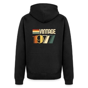 Jahrgang 1979 - 1979 Jubiläumsgeschenk - Unisex Premium Bio Zip Hoodie - Schwarz - Hinten - Nico (187cm)