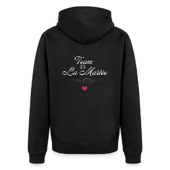 Braut Team - Braut Team - Unisex Premium Bio Zip Hoodie - Schwarz - Hinten - Nico (187cm)