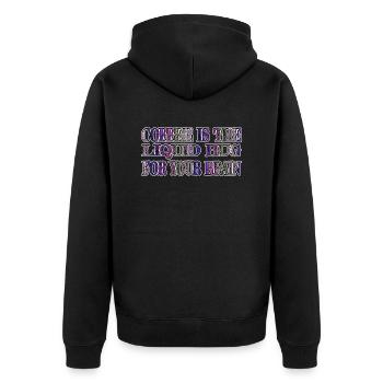 gift sayings coffeebean funny morning happy - Unisex Premium Bio Zip Hoodie - Schwarz - Hinten - Nico (187cm)