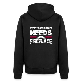 construction carpenter americas jokes - Unisex Premium Bio Zip Hoodie - Schwarz - Hinten - Nico (187cm)