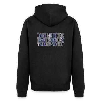 full beard beard accessory store awesome fun - Unisex Premium Bio Zip Hoodie - Schwarz - Hinten - Nico (187cm)