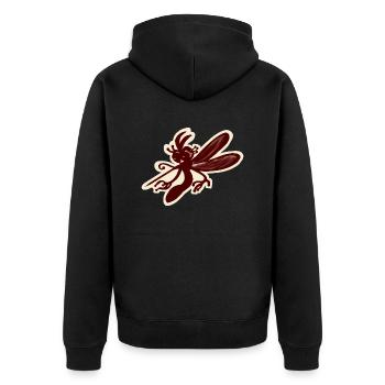 Mücke - Unisex Premium Bio Zip Hoodie - Schwarz - Hinten - Nico (187cm)