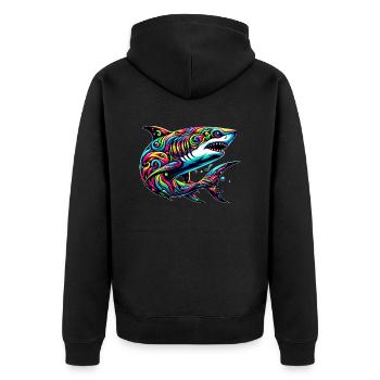 Hai - Unisex Premium Bio Zip Hoodie - Schwarz - Hinten - Nico (187cm)
