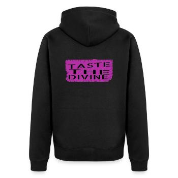 flavor enhancement quote gastronomic delight - Unisex Premium Bio Zip Hoodie - Schwarz - Hinten - Nico (187cm)