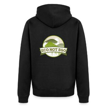 Öko statt Ego - Unisex Premium Bio Zip Hoodie - Schwarz - Hinten - Nico (187cm)