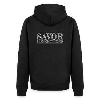 social connection funny quote quote birthday - Unisex Premium Bio Zip Hoodie - Schwarz - Hinten - Nico (187cm)