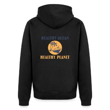 Marine Conservation - Unisex Premium Organic Zip Hoodie - black - Back - Nico (187cm)