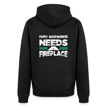 cool logging lumberjackwoodworking - Unisex Premium Organic Zip Hoodie - black - Back - Nico (187cm)