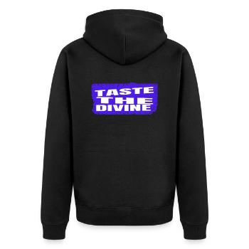 Savourer les saveurs Citations de bonheur culinaire Anniversaire - Veste à capuche bio Premium Unisexe - noir - Dos - Nico (187cm)