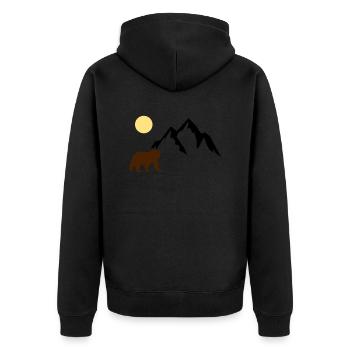 mountain bär - Unisex Premium Bio Zip Hoodie - Schwarz - Hinten - Nico (187cm)