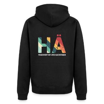 Hä Funny saying funny sayings quote funny - Unisex Premium Bio Zip Hoodie - Schwarz - Hinten - Nico (187cm)