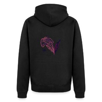 Rose1 - Unisex Premium Bio Zip Hoodie - Schwarz - Hinten - Nico (187cm)