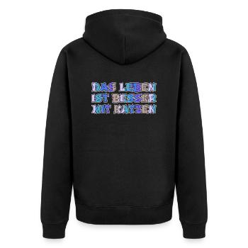 Geek Birthday Funny Cat Cool Fawn Cat Bday - Unisex Premium Organic Zip Hoodie - black - Back - Nico (187cm)
