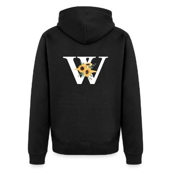 Sonnenblume floral w - Unisex Premium Bio Zip Hoodie - Schwarz - Hinten - Nico (187cm)