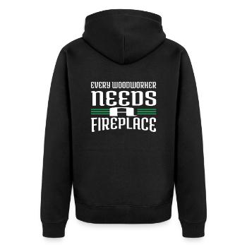 carpenter chainsaw carpenter blogger cool - Unisex Premium Bio Zip Hoodie - Schwarz - Hinten - Nico (187cm)
