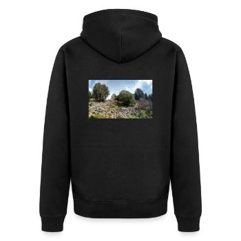Burgruine des mittelalterlichen Palio Pyli Kos - Unisex Premium Bio Zip Hoodie - Schwarz - Hinten - Nico (187cm)