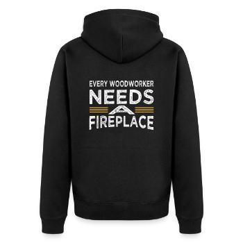 lumberjack forestry apprentice woodworker - Unisex Premium Bio Zip Hoodie - Schwarz - Hinten - Nico (187cm)