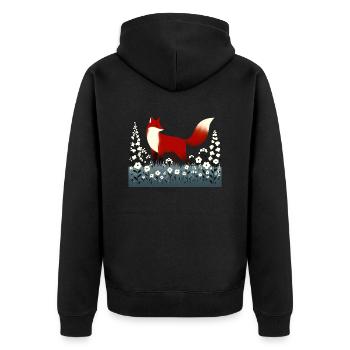 Fox in flower meadow - Unisex Premium Organic Zip Hoodie - black - Back - Nico (187cm)