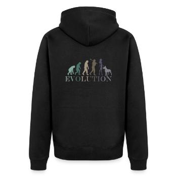Evolution Deutsche Dogge Weiblich Retro Minimalismus - Unisex Premium Bio Zip Hoodie - Schwarz - Hinten - Nico (187cm)