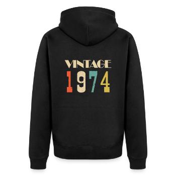 1973 Vintage Limited Edition Gift - Unisex Premium Organic Zip Hoodie - black - Back - Nico (187cm)
