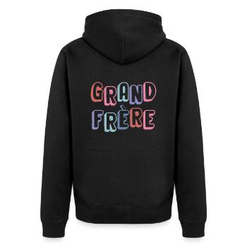 grand frère - nouveau né famille - Veste à capuche bio Premium Unisexe - noir - Dos - Nico (187cm)