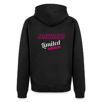 MAMAN LIMITED EDITION - Unisex Premium Organic Zip Hoodie - black - Back - Nico (187cm)