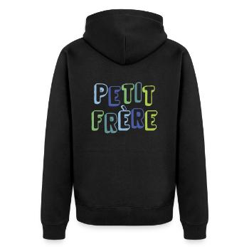 Kleiner Bruder, Geburt, Schwangerschaft - Unisex Premium Bio Zip Hoodie - Schwarz - Hinten - Nico (187cm)