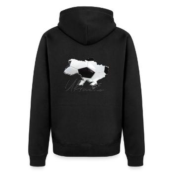 Ukraine Map Framed Real Football EN - Unisex Premium Organic Zip Hoodie - black - Back - Nico (187cm)