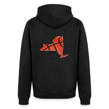 New York (United States) | real basketball | Map - Unisex Premium Organic Zip Hoodie - black - Back - Nico (187cm)