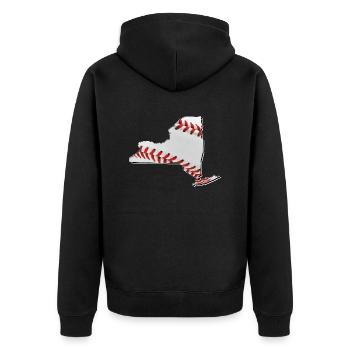 New York (États-Unis) | Vrai baseball | Carte - Veste à capuche bio Premium Unisexe - noir - Dos - Nico (187cm)