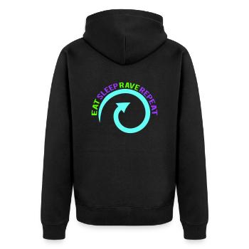 Manger dormir rave répéter nourriture sommeil corbeau disant - Veste à capuche bio Premium Unisexe - noir - Dos - Nico (187cm)