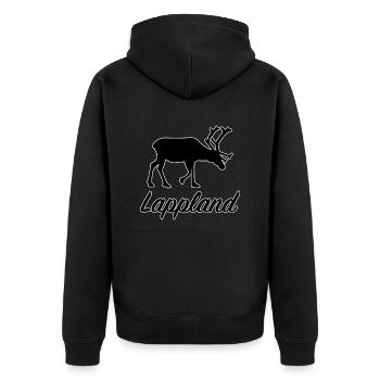 Lappland Rentier Sverige Nordschweden Schweden - Unisex Premium Bio Zip Hoodie - Schwarz - Hinten - Nico (187cm)