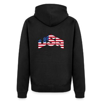 USA - Unisex Premium Organic Zip Hoodie - black - Back - Nico (187cm)