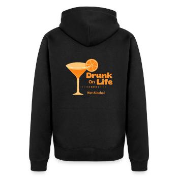 Drunk on Life - Unisex Premium Bio Zip Hoodie - Schwarz - Hinten - Nico (187cm)