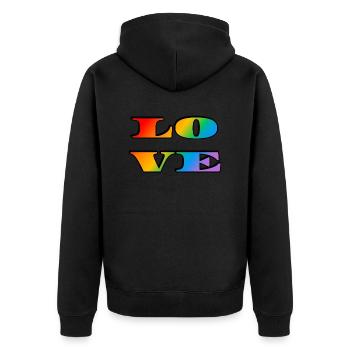 Retro Rainbow Love - Unisex Premium Organic Zip Hoodie - black - Back - Nico (187cm)