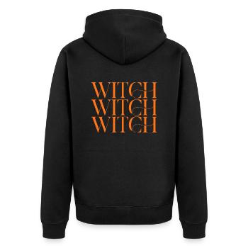 witch witch witch - Unisex Premium Organic Zip Hoodie - black - Back - Nico (187cm)