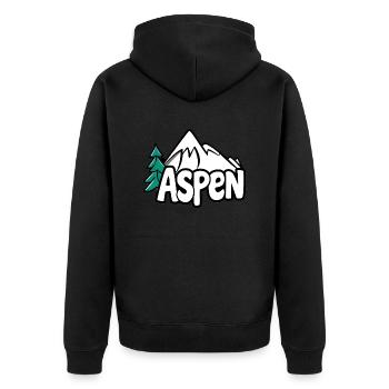 Aspen Colorado USA - Unisex Premium Bio Zip Hoodie - Schwarz - Hinten - Nico (187cm)