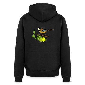 Bunter Vogel - Unisex Premium Bio Zip Hoodie - Schwarz - Hinten - Nico (187cm)