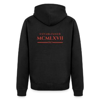 ESTABLISHED MCMLXVII 1967 - Unisex Premium Organic Zip Hoodie - black - Back - Nico (187cm)