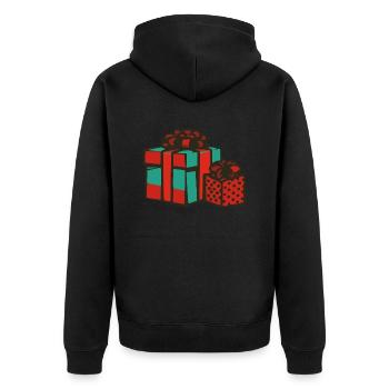 geschenke weihnachten - Unisex Premium Bio Zip Hoodie - Schwarz - Hinten - Nico (187cm)