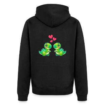 dino love - Unisex Premium Bio Zip Hoodie - Schwarz - Hinten - Nico (187cm)
