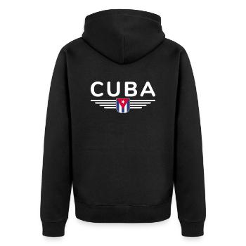 Un design cubain élégant pour les fans - Veste à capuche bio Premium Unisexe - noir - Dos - Nico (187cm)