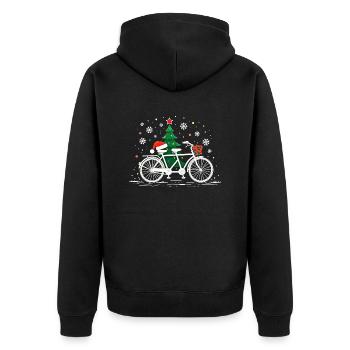 Bicycle Christmas Lights Vintage - Unisex Premium Organic Zip Hoodie - black - Back - Nico (187cm)