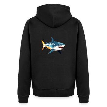 Hai Vektor Kunst mit lebendiger Farbillustration - Unisex Premium Bio Zip Hoodie - Schwarz - Hinten - Nico (187cm)